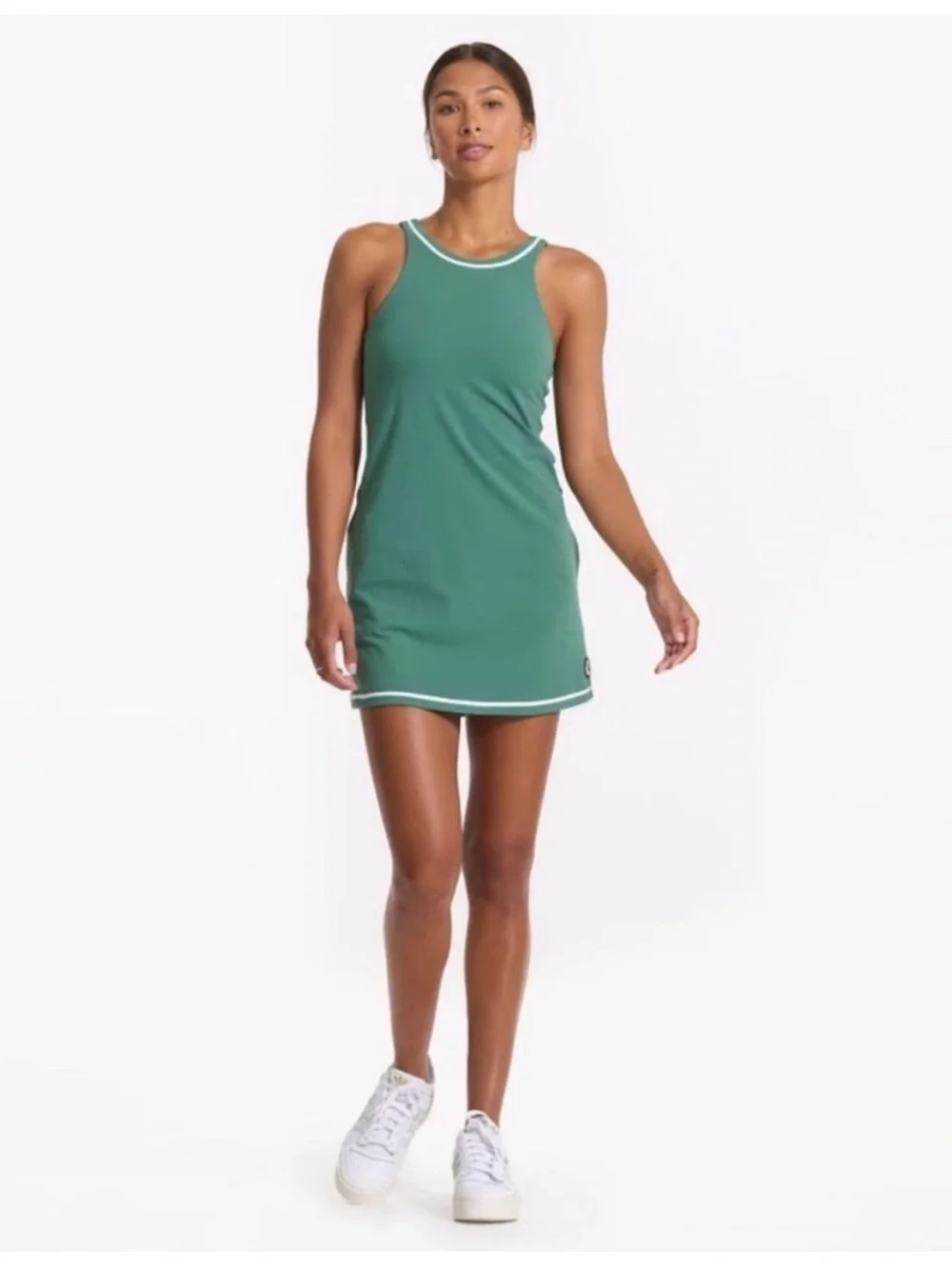 Vuori Emerald Green Racerback Tennis Dress with White Piping Size M - Picture 2 of 8